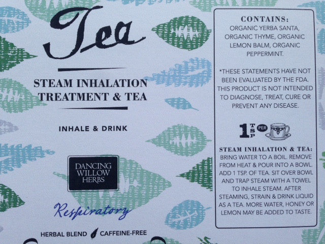 Steam Inhalation and Treatment Tea - Dancing Willow Herbs tea - herbal formulas 